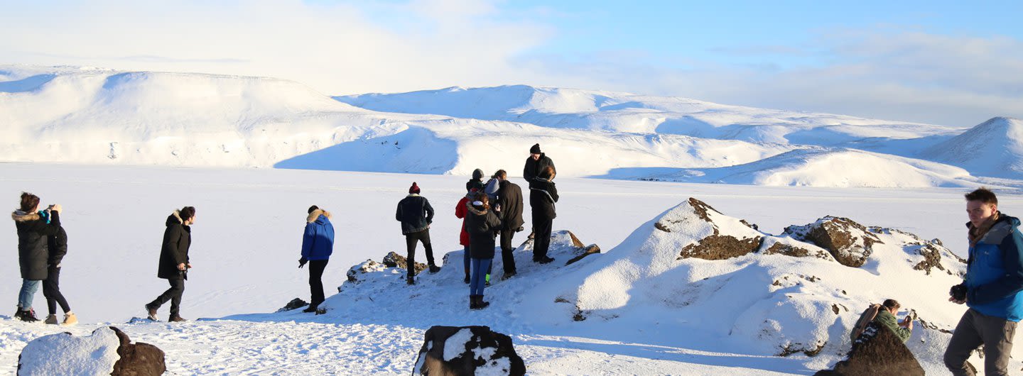 Students in the arctic in a snowy landscape