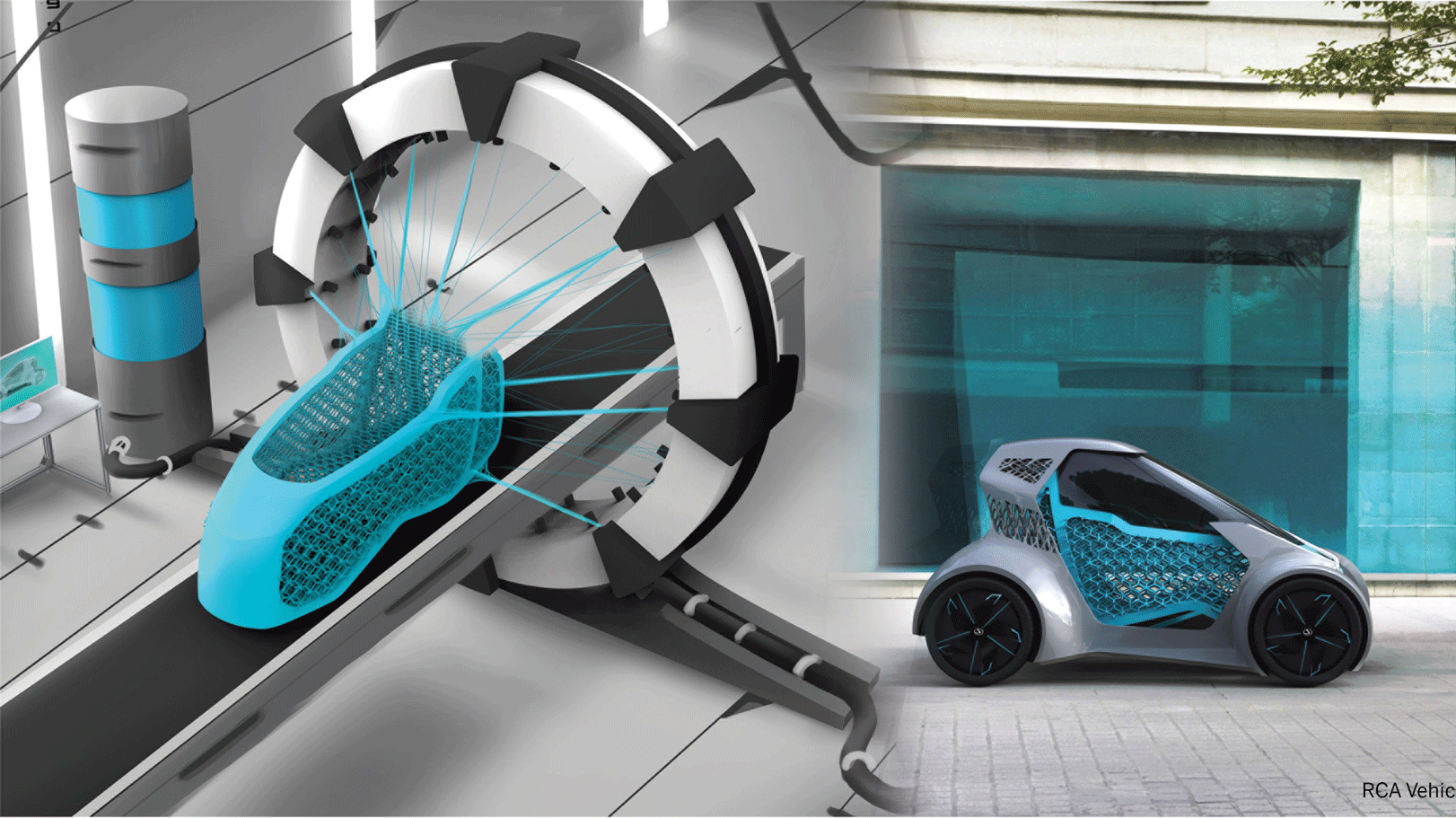 A render for a 3d printed vehicle